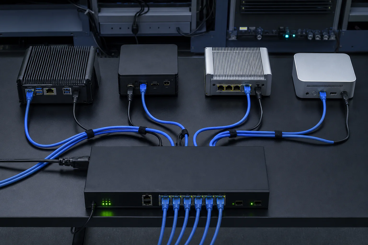 A compact multi-node VigiChain testnet connected through a managed switch